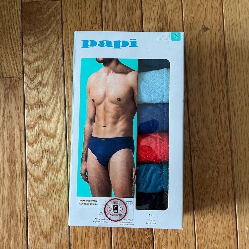Papi Men's Cotton Low-Rise Briefs 6-Pack Multicolor Size Small